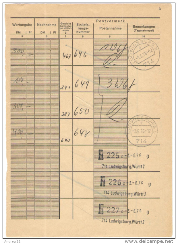 GERMANIA - GERMANY - Deutschland - ALLEMAGNE - BUNDESPOST - 1978 - 1984 - 8 Pagine di registro postale con Francoboll...