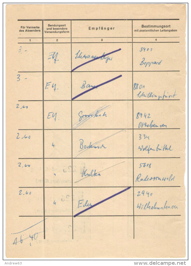 GERMANIA - GERMANY - Deutschland - ALLEMAGNE - BUNDESPOST - 1978 - 1984 - 8 Pagine di registro postale con Francoboll...