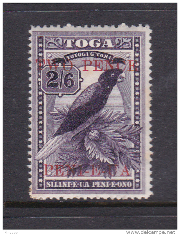 Tonga SG 69 1923 Red Shining Parrot Two Penny Om Two Shillings And 6d Mint Hinged - Tonga (1970-...)