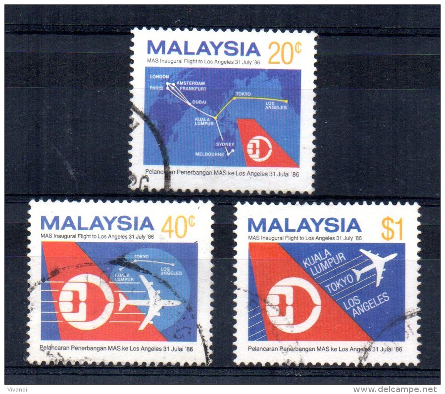 Malaysia - 1986 - Malay Airlines 1st Flight Kuala Lumpur/Los Angeles - Used - Malaysia (1964-...)