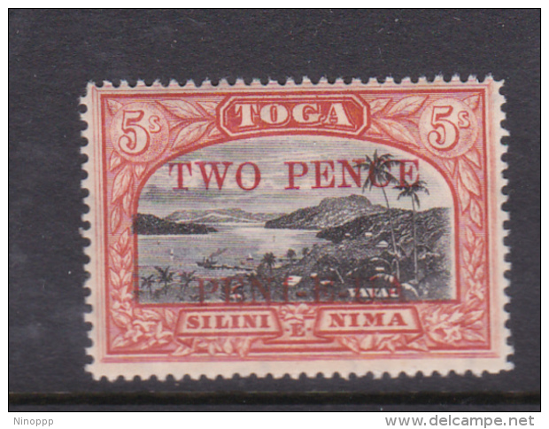 Tonga SG 70 1923 Harbour View 5 Shillings Overptinted Wo Ence Mint - Tonga (1970-...)