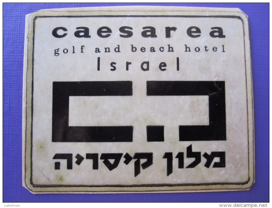 HOTEL MOTEL CAESAREA GOLF VINTAGE OLD ISRAEL PALESTINE TAG STICKER DECAL LUGGAGE LABEL ETIQUETTE AUFKLEBER - Etiquetas De Hotel