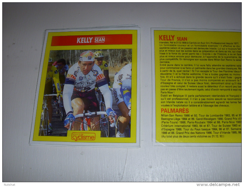 CYCLISME COUPURE 12x10 MIROIR Du CYCLISME Sean KELLY FESTINA HISTOIRE PALMARES - Cyclisme