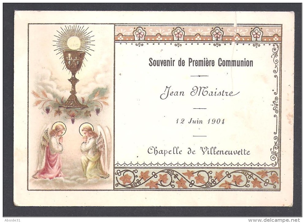Souvenir De Première Communion VILLENEUVETTE  ( Hérault ) 1904 - Images Religieuses