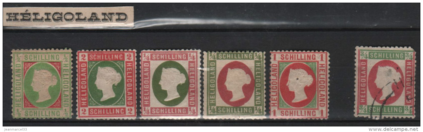 Lot De 6 Timbres Neufs De HELIGOLAND Dont 1 Défectueux Les Autres Avec Charnières - Heligoland (1867-1890)