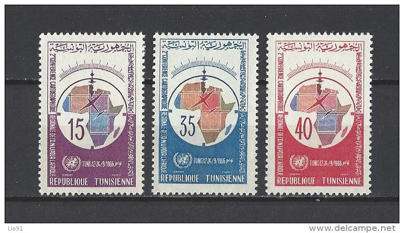 TUNISIE . YT 605/607  Neuf **  2e Conférence Cartographique Régionale Des Nations Unies Pour L'Afrique à Tunis 1966 - Tunisie (1956-...)