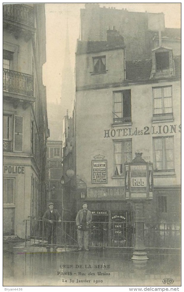 75 - PARIS - 4° ARRONDISSEMENT - RUE DES URSINS - HÔTEL DES 2 LIONS - CRUE DE LA SEINE - 1910. - Arrondissement: 04