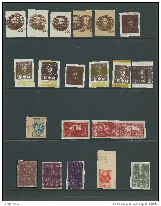 1921. POLAND / LITHUANIA  PRINTERS  TRIAL  / MAKULATURA  21 STAMPS - Unused Stamps