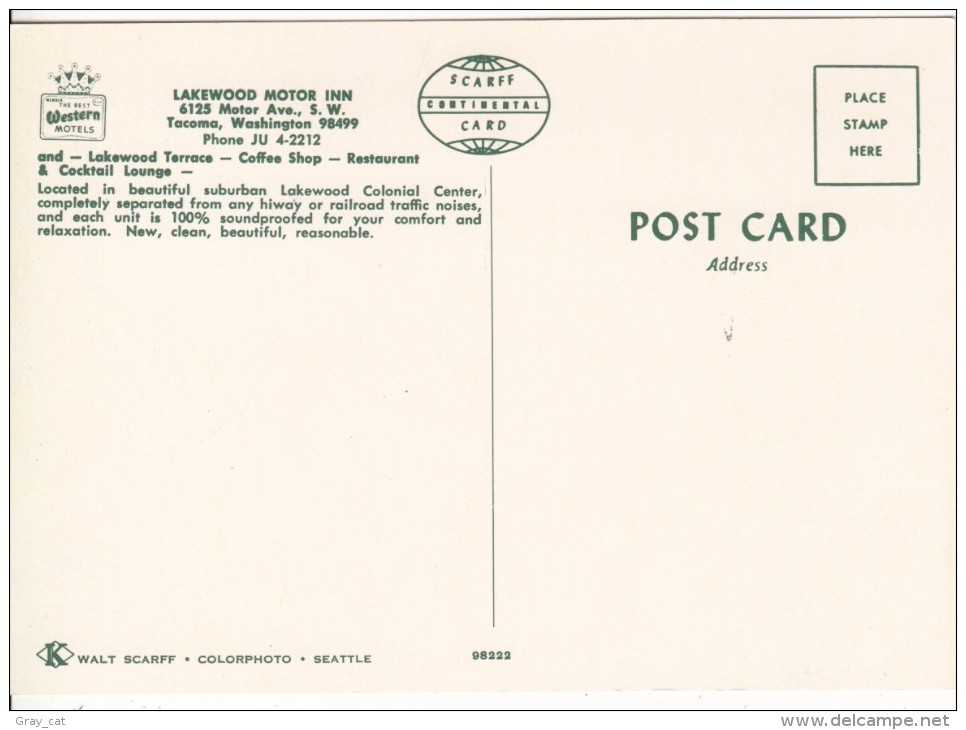 Lakewood Motor Inn, Tacoma, Washington, Unused Postcard [18640] - Tacoma