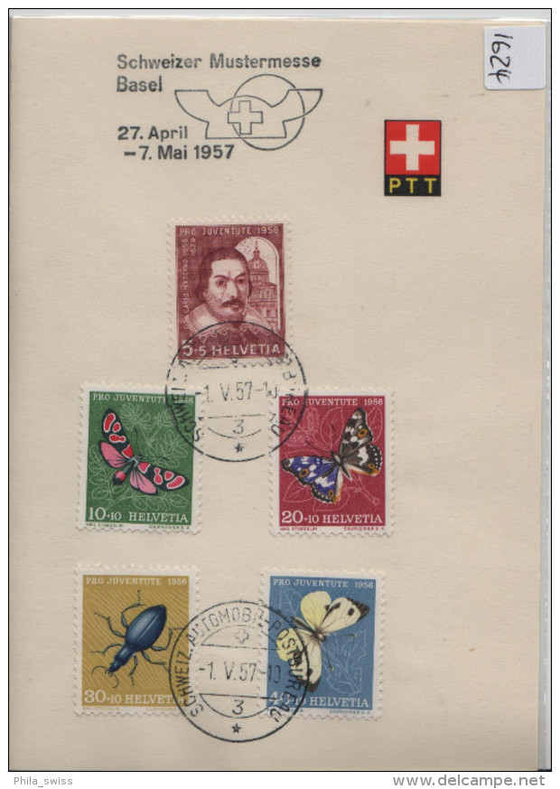 1957 PTT Bögli J163-J167 Stempel: Schweizer Mustermesse Basel  632-636 - Lettres & Documents