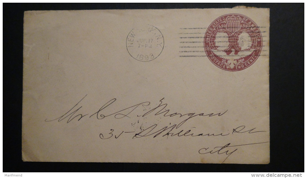 USA - 1892 - 2 Cents - 1492-1892 COLUMBUS ANNIVERSARY - Envelope - Postal Stationery - Used - Look Scan - ...-1900