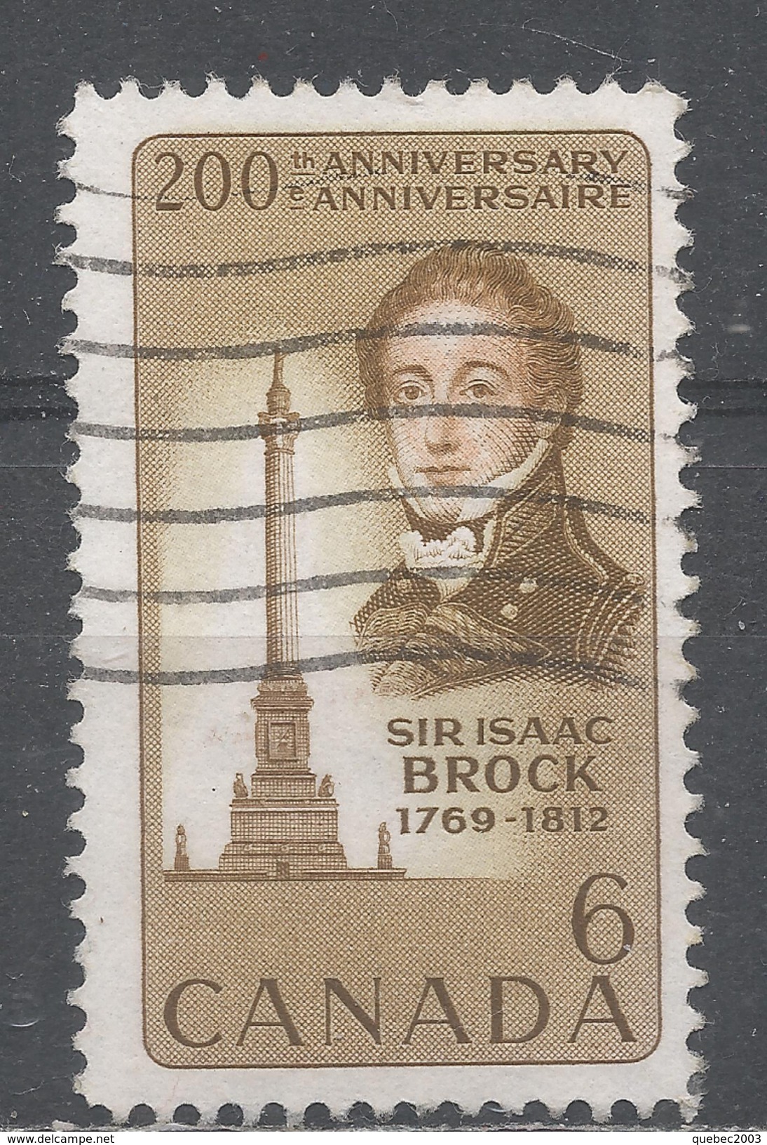 Canada 1969. Scott #501 (U) Major General Sir Isaac Brock (1769-1812) And Memorial Queenston Heights ** Complet Issue - Oblitérés