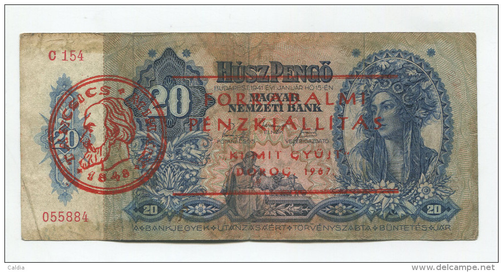 Hongrie Hungary 20 Pengo 1941 Ovp "" TANCSICS  MIHALY 1848 "" RARE - Hongrie