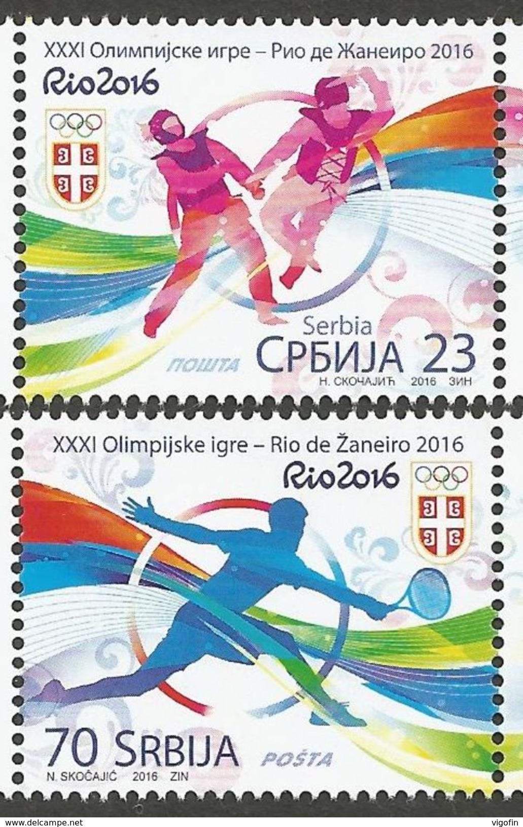 SRB 2016- OLYMPIC GAMES RIO, SERBIA, 1 X 2v, MNH - Summer 2016: Rio De Janeiro