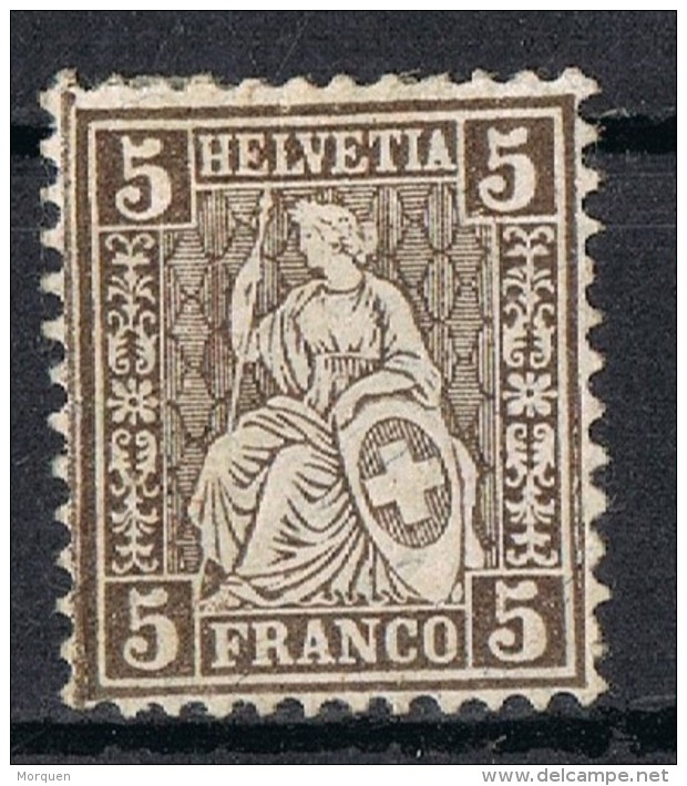 Sello 5 Ct Hevetia, Fils Soie  1881.  Yvert Num 50 * - Unused Stamps