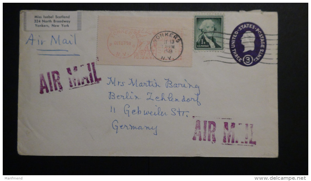 USA - 1958-10-13 - 3 Cents - Envelope - Postal Stationery - Used - Look Scan - 1941-60