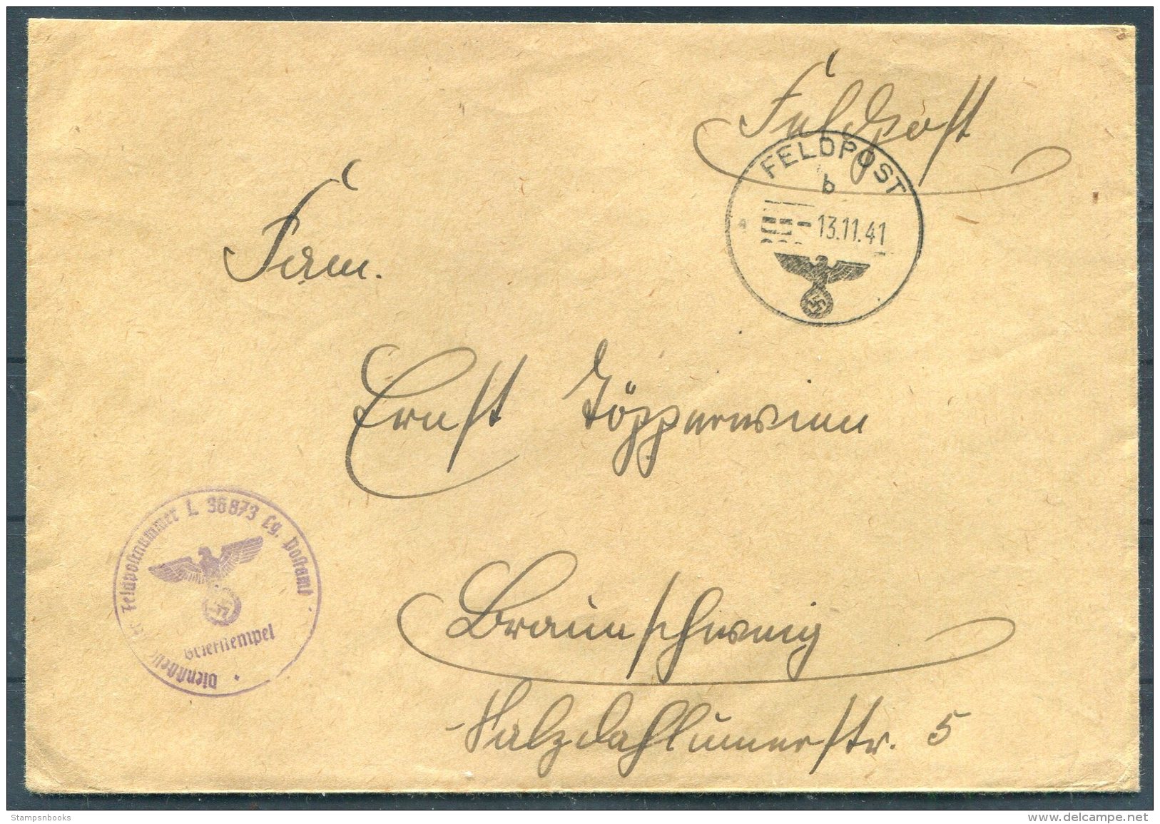 1941 Norway Norge Norwegen Germany Deutsche DR Feldpost Fieldpost Cover - Briefe U. Dokumente