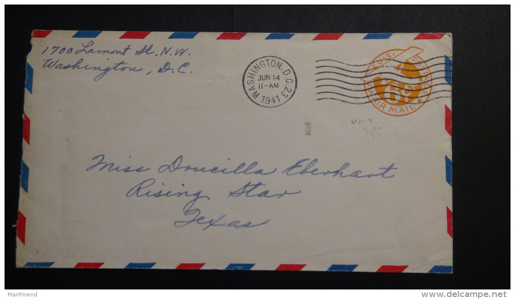 USA - 1941-06-14 - 6 Cents Airmail - Envelope Small - Postal Stationery - Used - Look Scan - 1941-60
