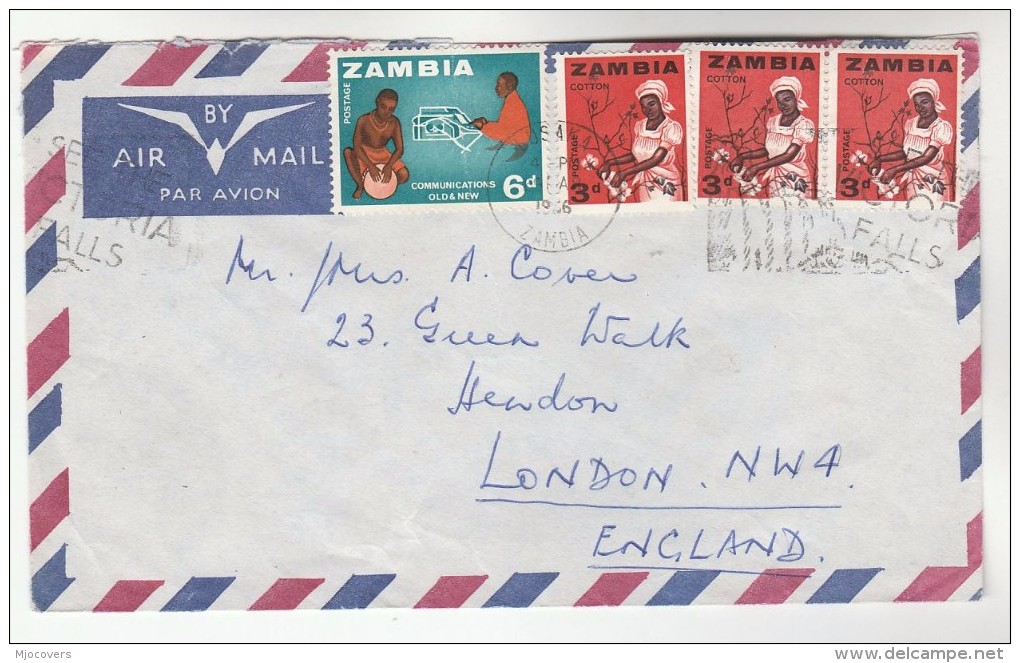 1966 Air Mail ZAMBIA Stamps COVER To GB - Zambia (1965-...)