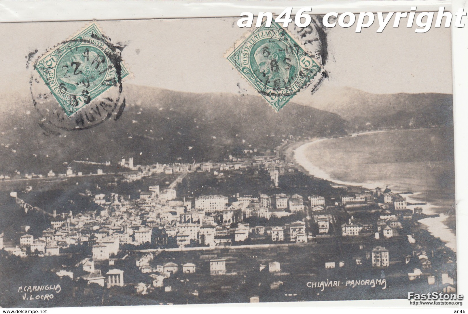 CHIAVARI-PANORAMA-VIAGGIATA 1919-OTTIMA CONSERVAZIONE-2 SCAN - Genova (Genua)