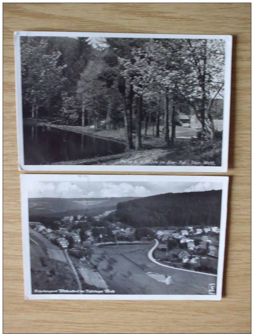 1937, ZWEI POSTKARTEN PARTIE Bei Der MÜHLE Im AUE-TAL Und WICKERSDORF Mit LANDPOSTSTEMPEL Von WICKERSDORF über SAALFELD - Saalfeld