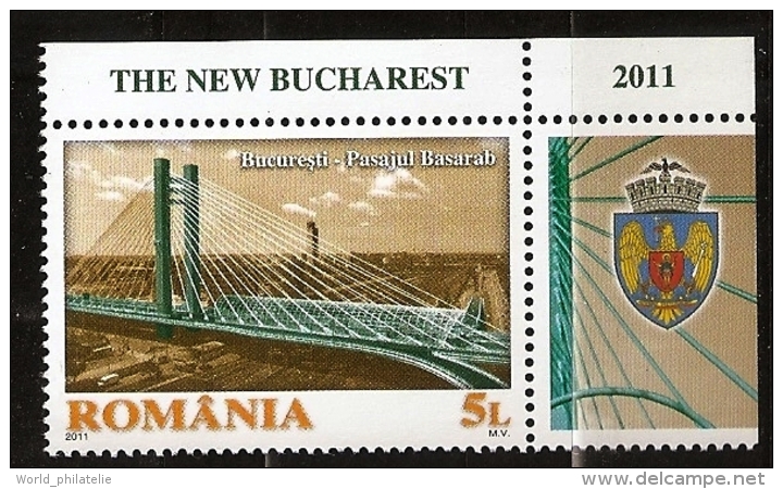 Roumanie 2011 N° 5520 ** Architecture, Pont De Basarab, Voiture, Gare, Train, Armoiries, Aigle, Bucarest, Cheminée - Unused Stamps