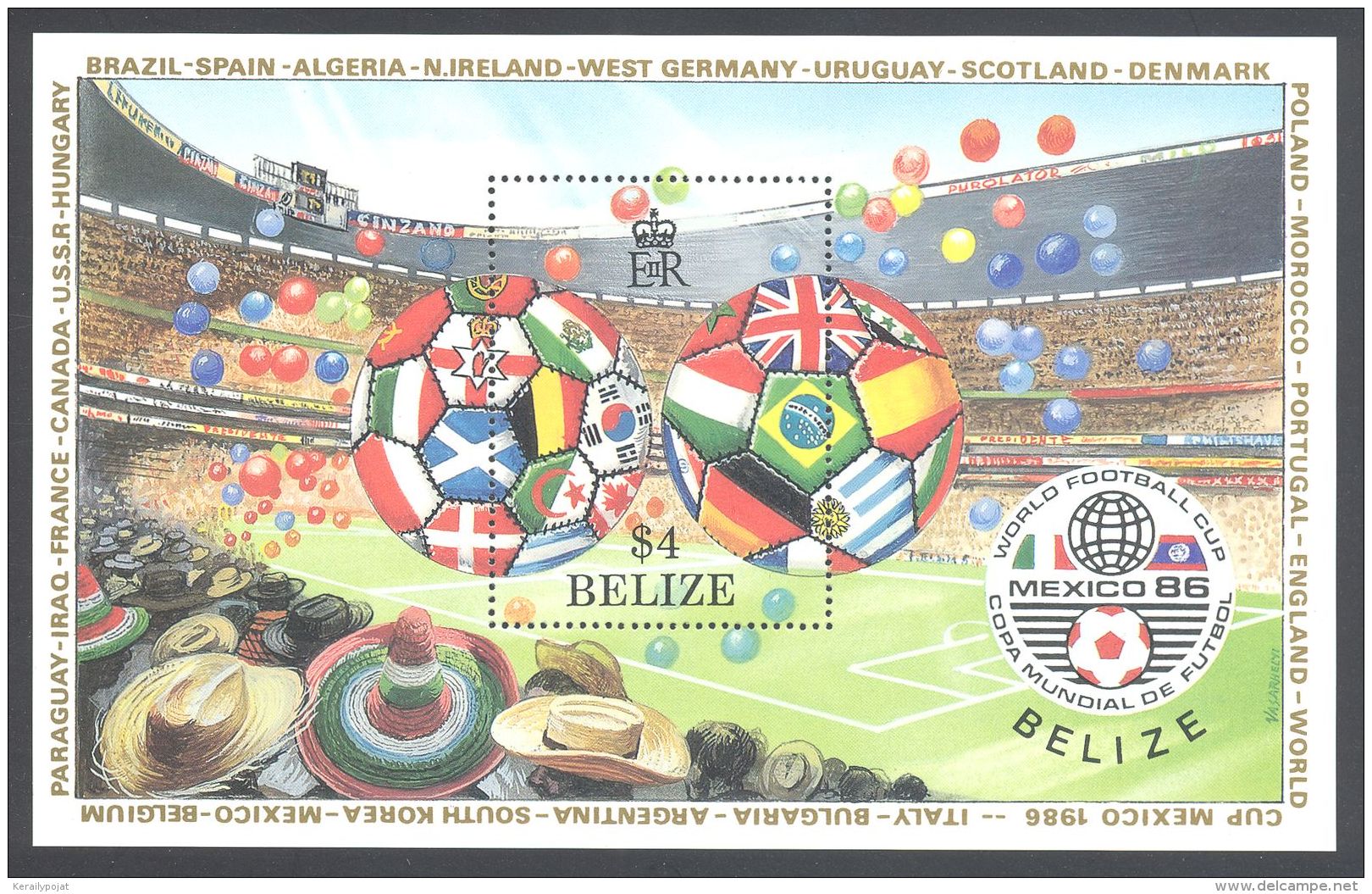 Belize - 1986 Football World Cup Block MNH__(THB-1614) - Belize (1973-...)