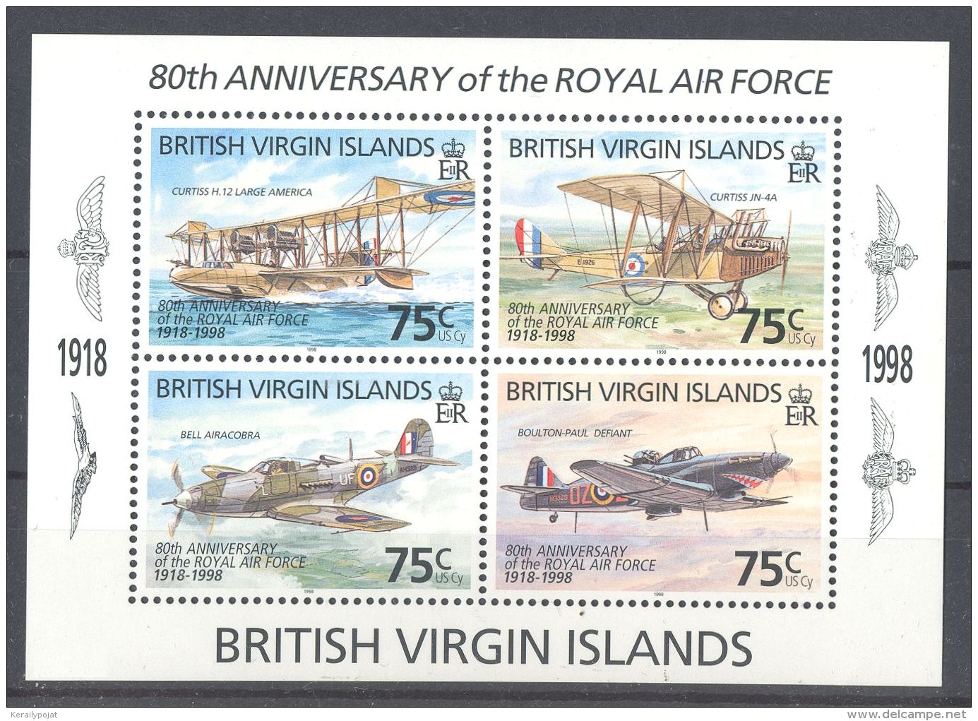 British Virgin Islands - 1998 Royal Air Force Block MNH__(TH-11876) - British Virgin Islands