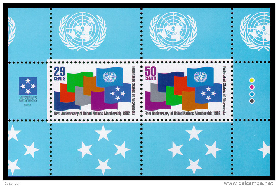 Micronesia, 1992, Admission To The United Nations, Flags, MNH, Michel Block 11 - Micronésie