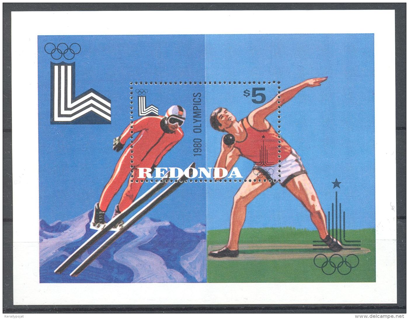 Redonda - 1980 Lake Placid Block MNH__(TH-16624) - 1960-1981 Autonomie Interne