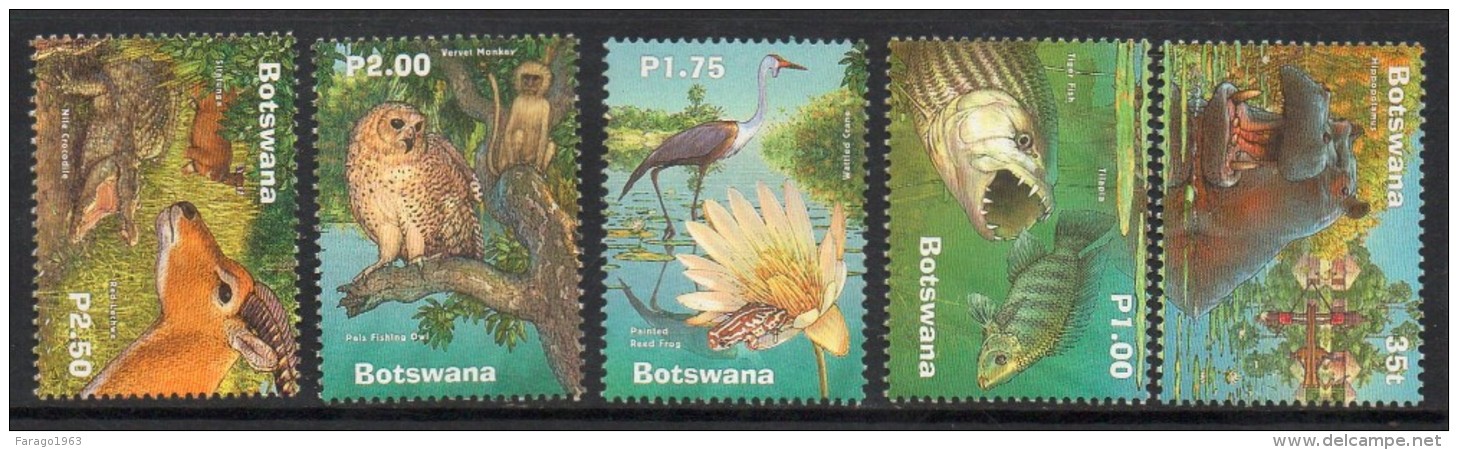2000 Botswana Wetlands Fauna Hippo Owl  Complete Set Of 4 MNH - Botswana (1966-...)