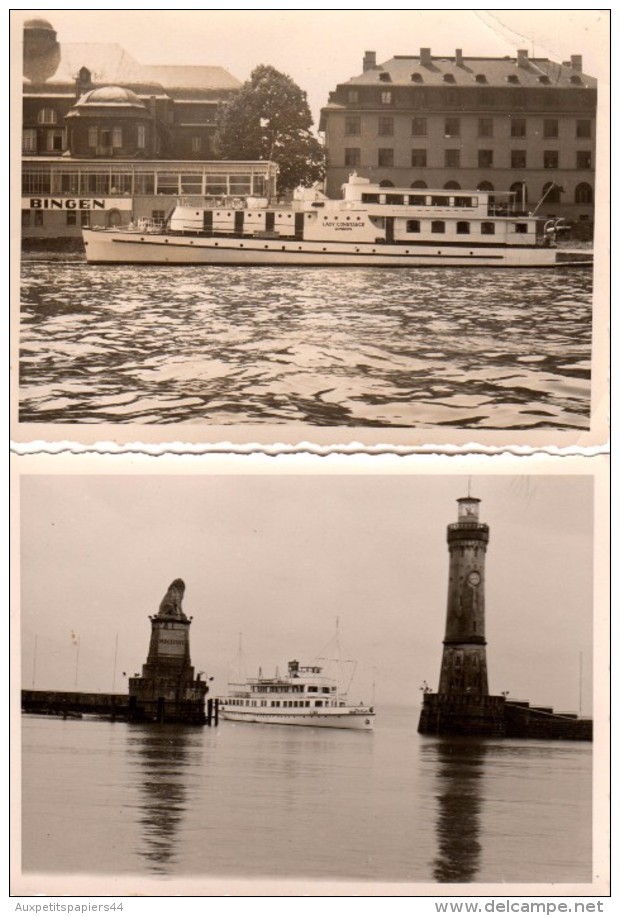 2 Photos Originales Allemagne - Ile De Lindau - 88131 - Phare Et La Statue Du Lion, Bateaux Hugau & Lady Constance - Bateaux