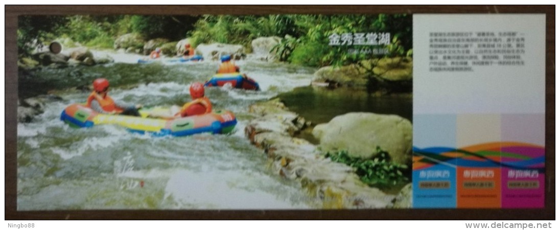 Stream Rafting On Rubber Boat,China 2013 Tourism In Guangxi Small Size Ticket Advertising Pre-stamped Card - Other & Unclassified