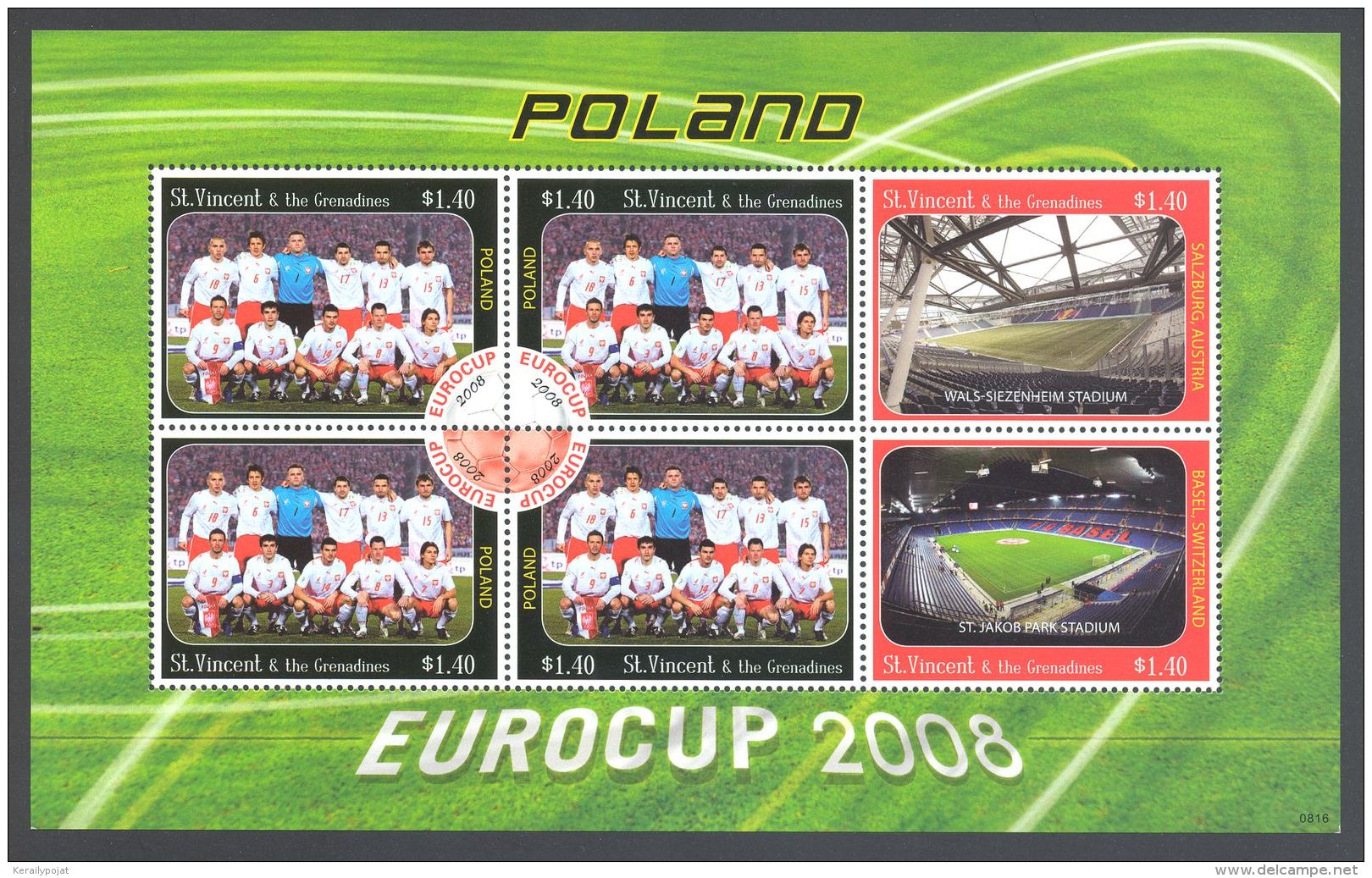 St.Vincent - 2008 Football Championship Poland Kleinbogen MNH__(THB-4831) - St.Vincent (1979-...)