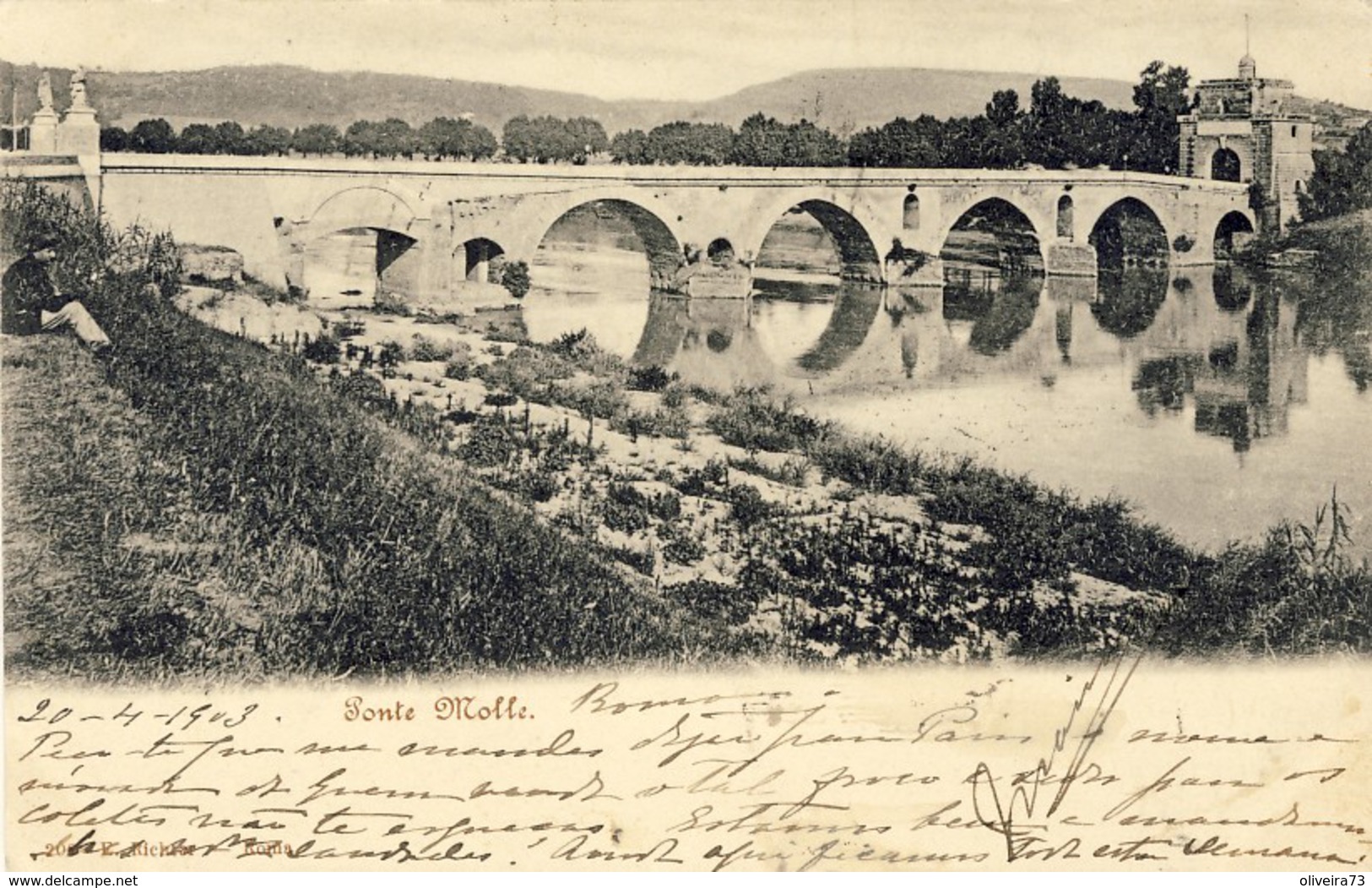 ITALIE - ROMA, PONTE MOLLE, (1903) 2 Scans, ITALIA - Bridges