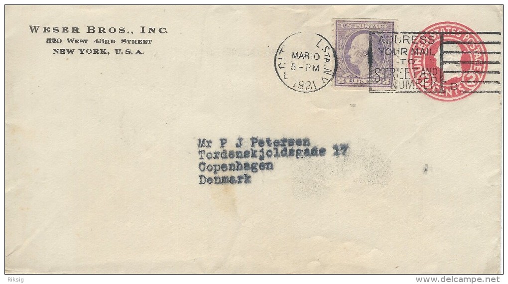 Uprated Stationery Sent To Denmark  H-744 - 1921-40