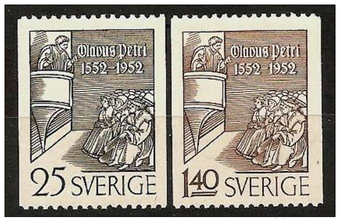SWEDEN SVERIGE 1952 - 400th Day Of Death Swed. Reformator OLAVUS PETRI - MNH ** Mi 367C-368C Cv€6,30 J627 - Ungebraucht