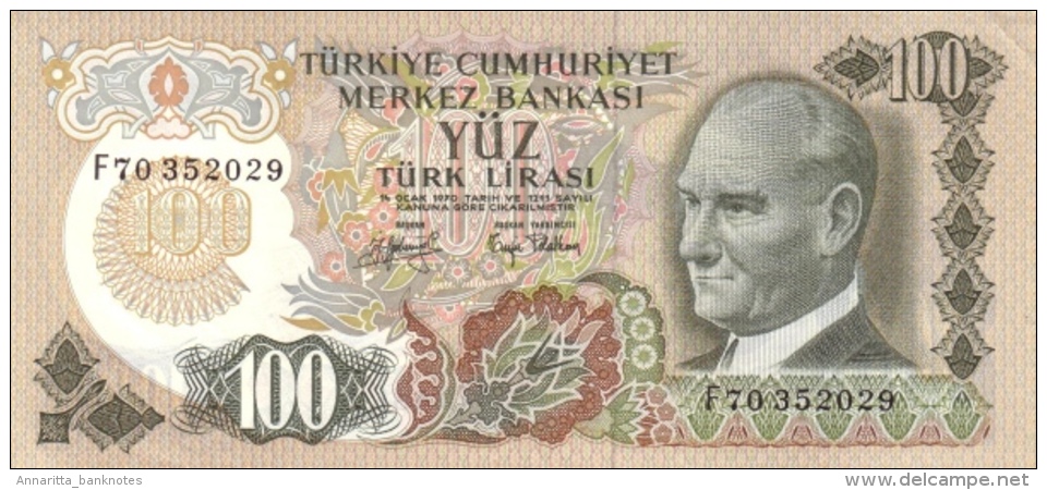 TURKEY 100 TURK LIRASI L.1970 (1979) P-189b UNC FLUORESCENT S/N [TR266c] - Turkey