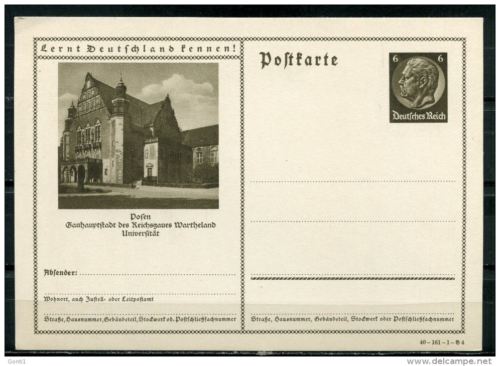 German Empires,DR 1934 GS Mi.Nr.P 236/40-161-1-B4 "Lernt Deutschland Kennen !-Posen,Wartheland,Universität" 1 GS Blanco - Sonstige & Ohne Zuordnung