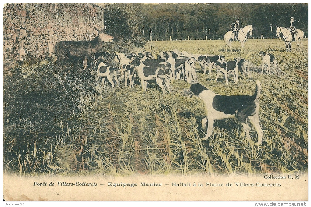 CPA 02 VILLERS-COTTERETS HALLALI EQUIPAGE MENIER A LA PLAINE  CHASSE A COURRE - Villers Cotterets