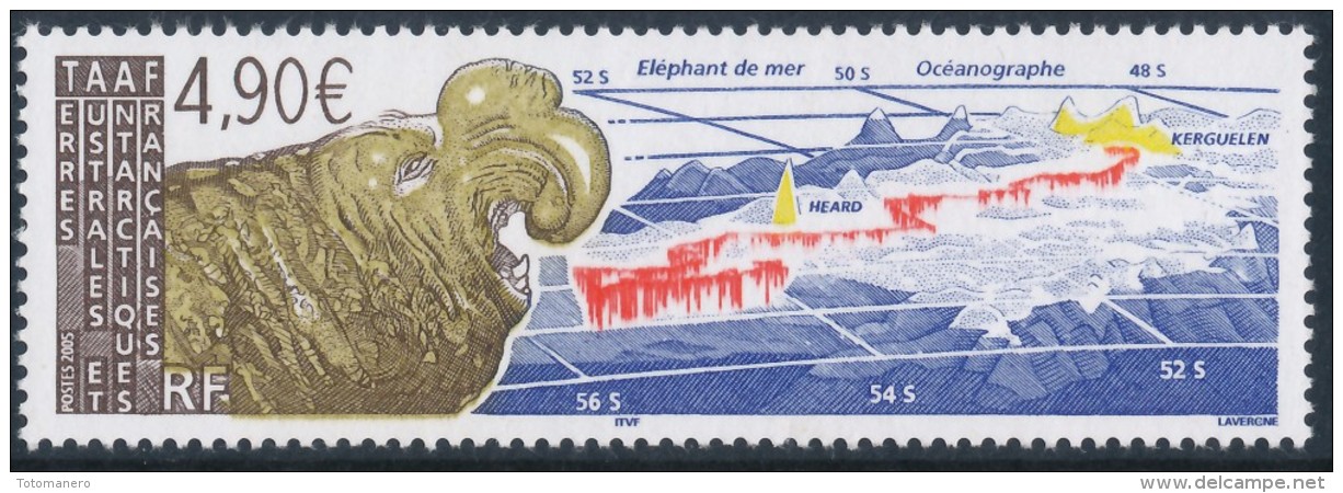 TAAF 2005 FAUNA Elephant Seal And Oceanographic Chart 1v**MNH - Ongebruikt