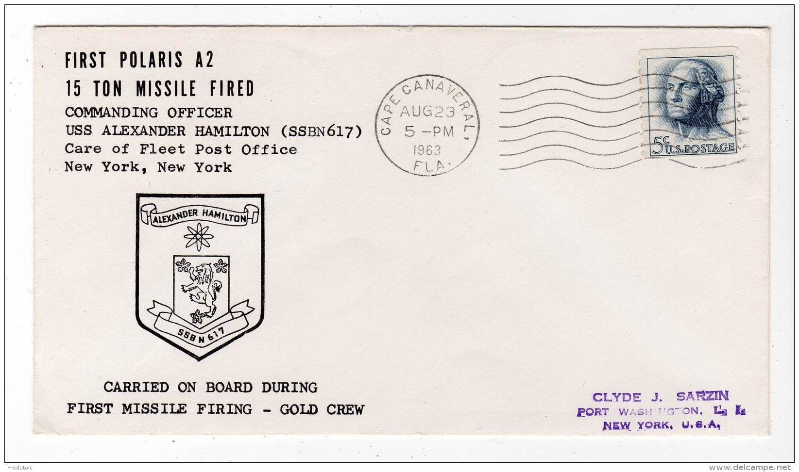 LETTRE  ESPACE - CAPE CANAVERAL 23/08/1963 - POLARIS A2 - North  America