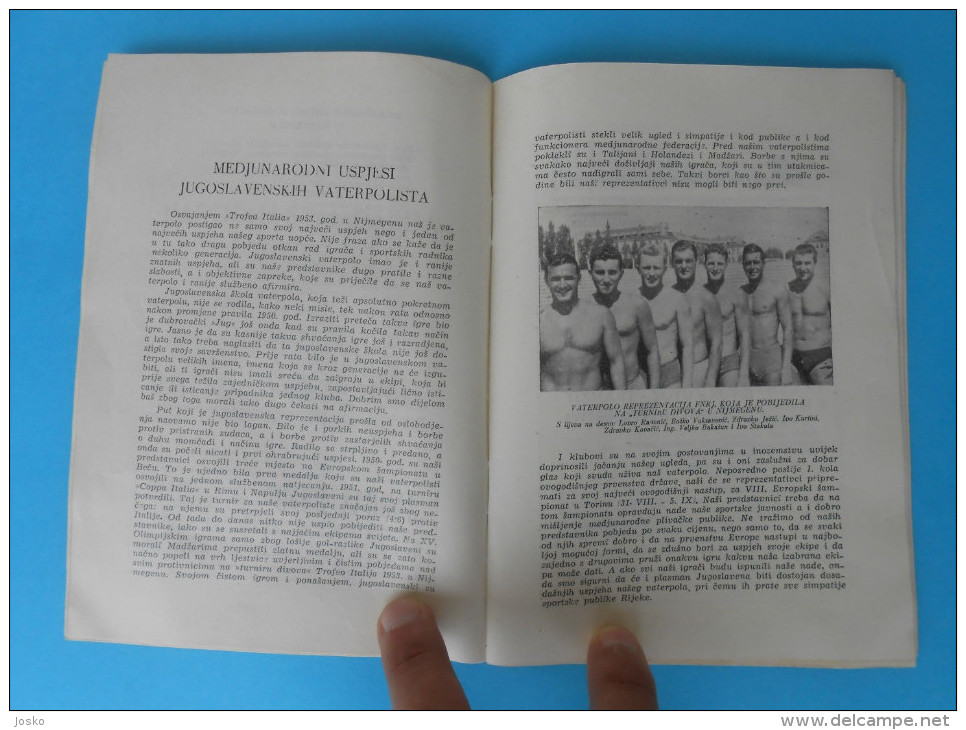 YUGOSLAVIA WATER POLO CHAMPIONSHIP 1954. Rijeka Croatia - Offic. Old Programme Waterpolo Wasserball Pallanuoto Programm - Other & Unclassified