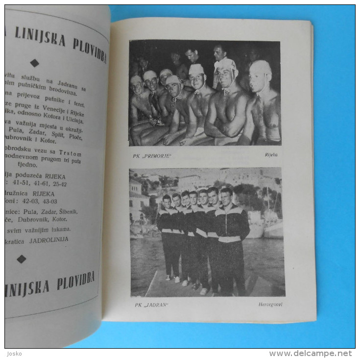 YUGOSLAVIA WATER POLO CHAMPIONSHIP 1954. Rijeka Croatia - Offic. Old Programme Waterpolo Wasserball Pallanuoto Programm - Other & Unclassified