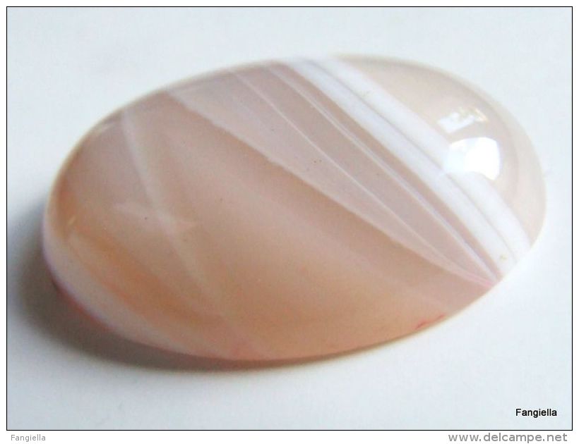 Cabochon Ovale Agate Naturelle Enrubannée Pierre Semi-précieuse Crème Blanc Environ 30x22x9mm  Une Jolie Agate Non Teint - Perles