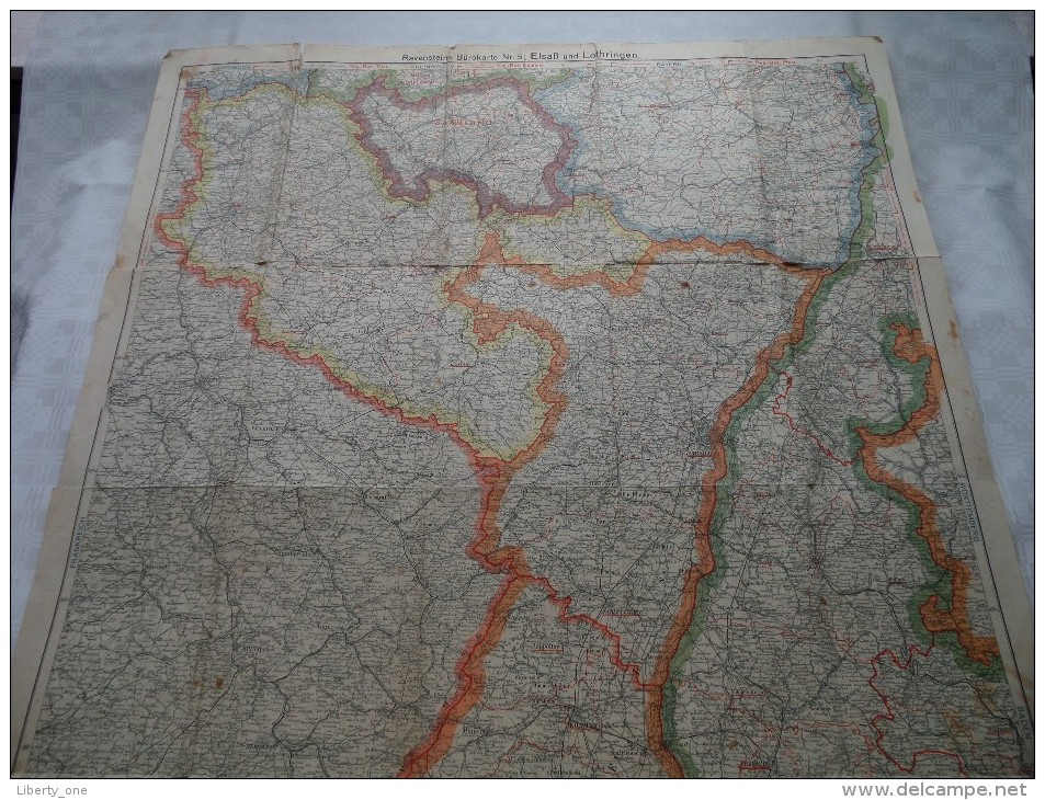 ELSAS (Elzas) Und LOTHRINGEN (Lotharingen) 1/300000 - Ravensteins Bürokarte N° 5 Ausgabe 4.42 ( Zie Foto´s ) ! - Carte Geographique