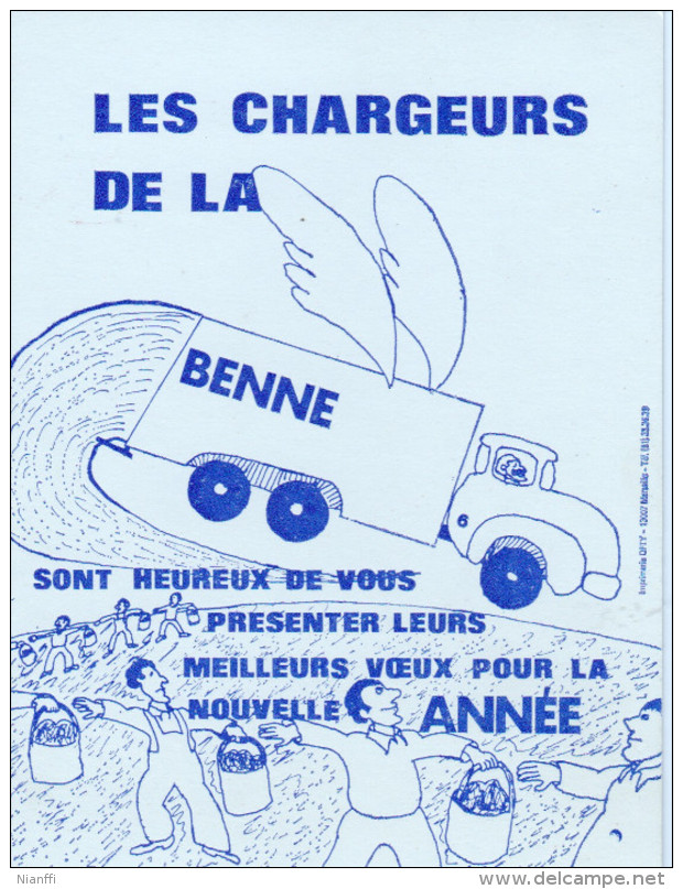 Les Chargeurs De La Benne-bonne Année- éboueurs - Carton De Passage - Other & Unclassified