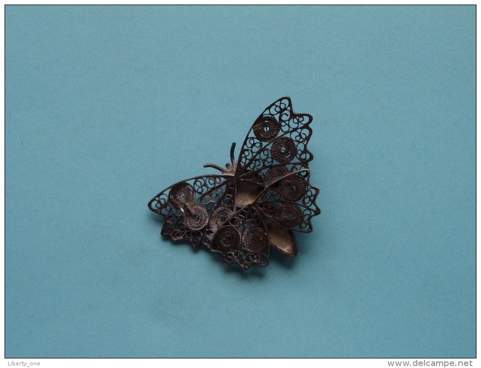 Old Broche / Brooch Papillon With Delft's Blue / Art Nouveau - Vintage ( For Detail See Photo ) !! - Broches