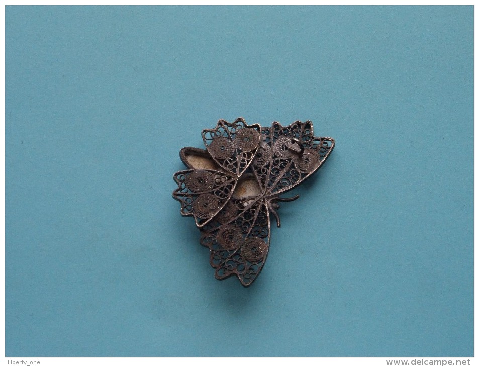 Old Broche / Brooch Papillon With Delft's Blue / Art Nouveau - Vintage ( For Detail See Photo ) !! - Brochen