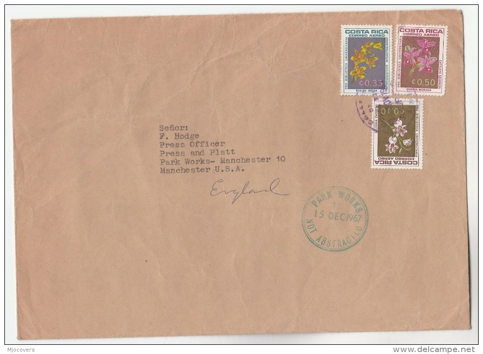 1967 COSTA RICA COVER Stamps ORCHID FLOWERS To GB  Orchids Flower - Orchids